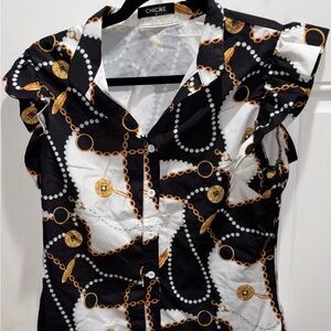 Chicme Elegant Chain Print Blouse box t